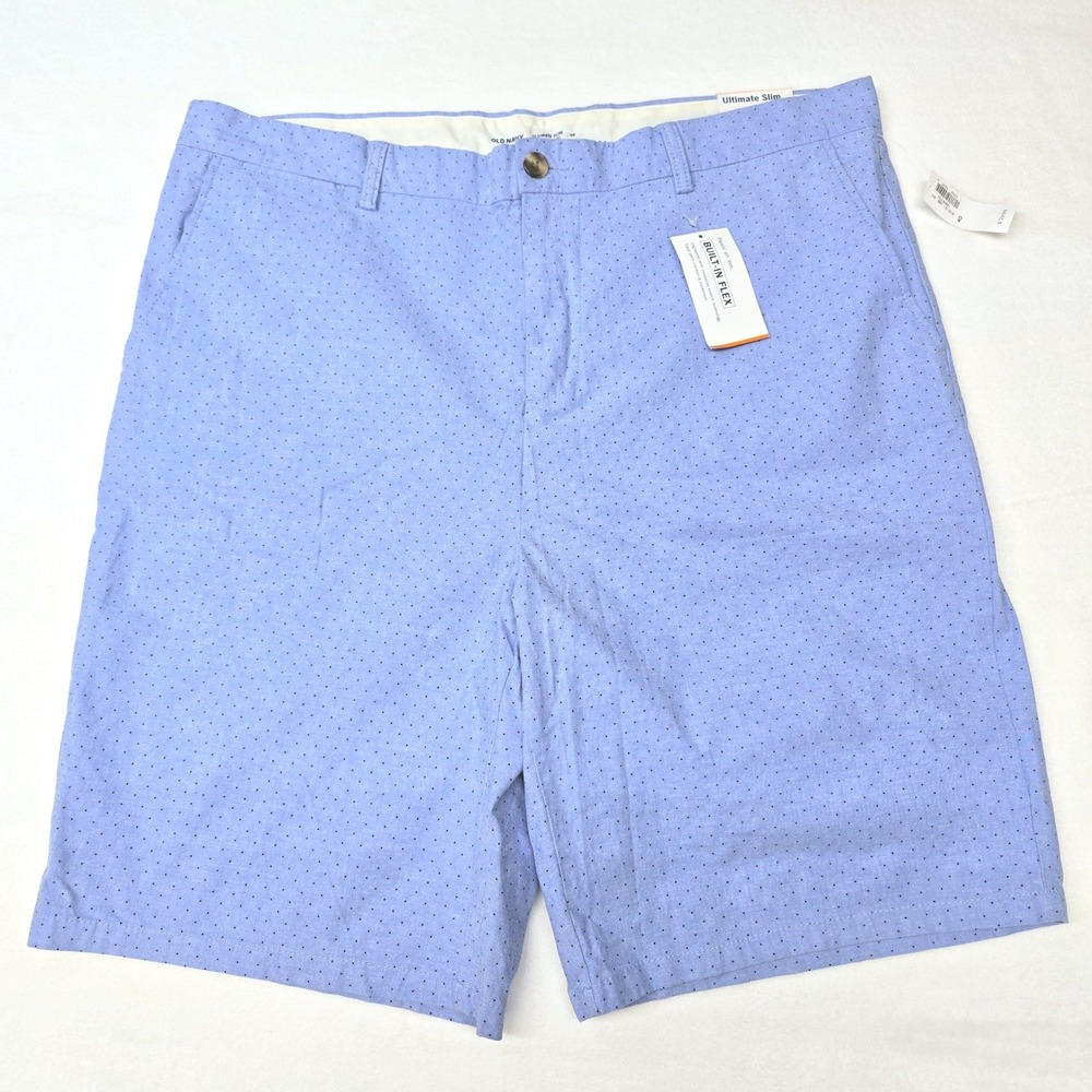 Old‎ Navy Ultimate Slim Built-In Flex Shorts Mens 40 Blue Polka Dot NWT New